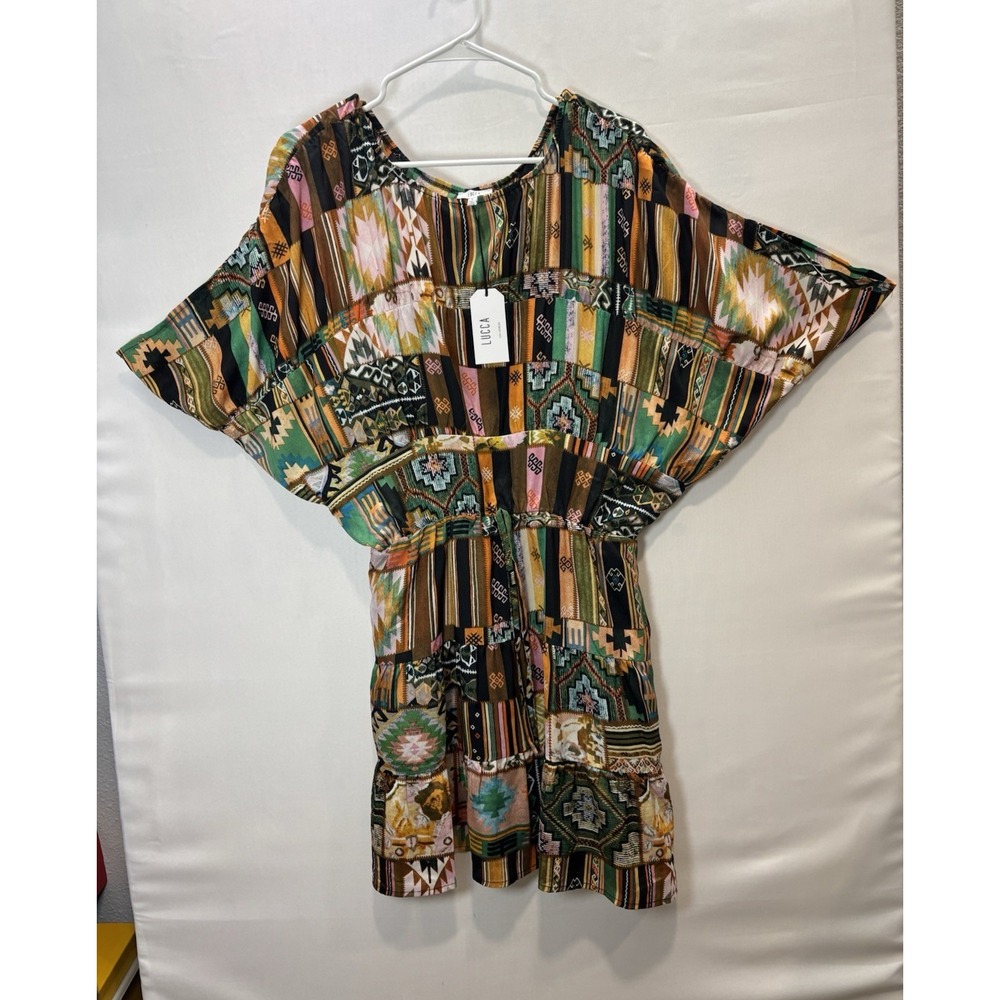 Lucca Los Angeles Veronica Boho Aztec Print Mini Dress M NWT